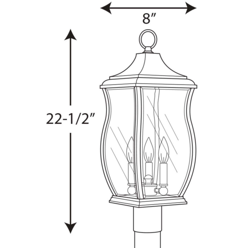 Progress Lighting P5404-108 Three Light Post Lantern, Oil Rubbed Bronze