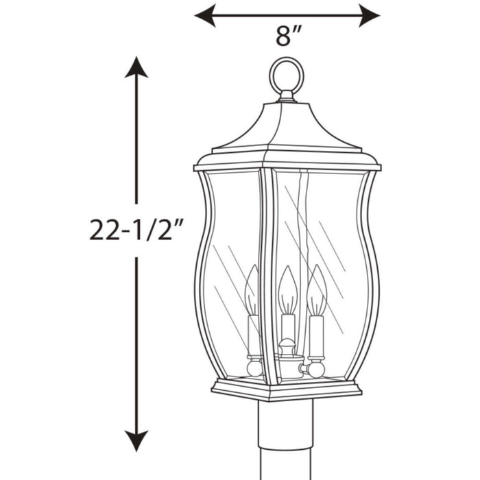 Progress Lighting P5404-108 Three Light Post Lantern, Oil Rubbed Bronze