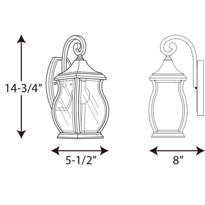 Progress Lighting P5692-108 One Light Wall Lantern, Oil Rubbed Bronze