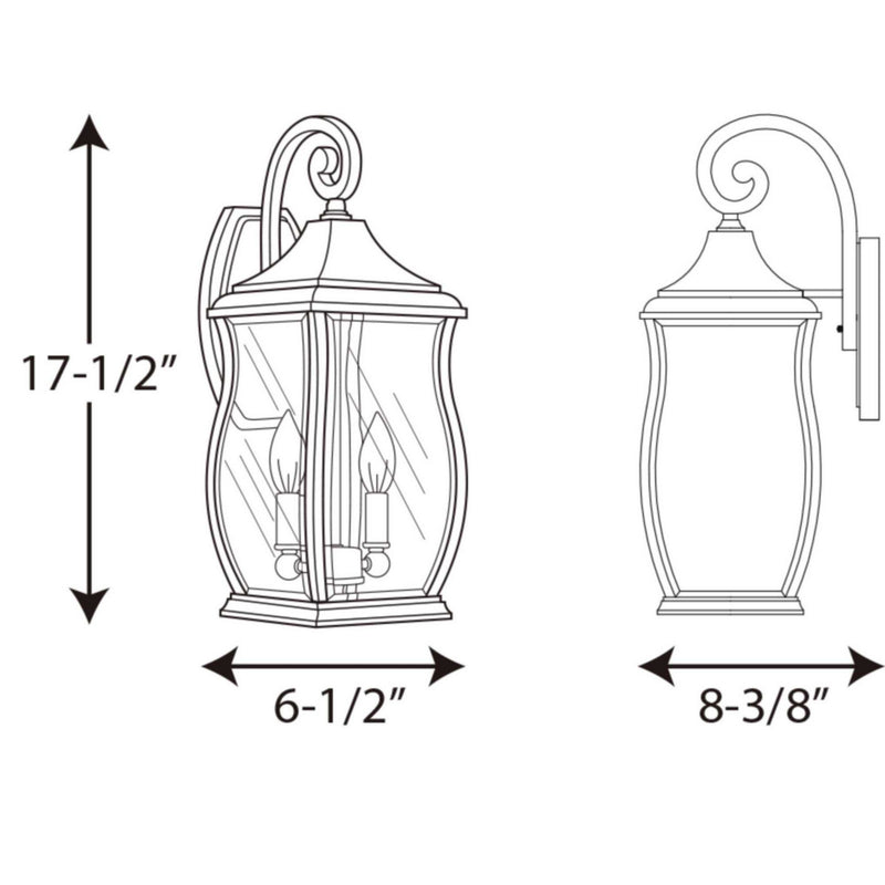 Progress Lighting P5693-108 Two Light Wall Lantern, Oil Rubbed Bronze