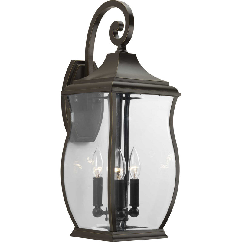 Progress Lighting P5699-108 Three Light Large Wall Lantern, Oil Rubbed Bronze