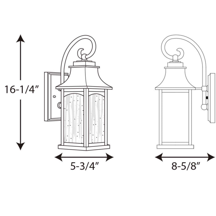 Progress Lighting P5753-108 One Light Wall Lantern, Oil Rubbed Bronze