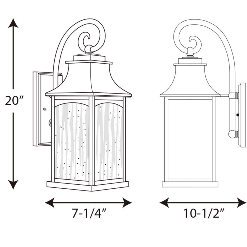 Progress Lighting P5754-31 Two Light Wall Lantern, Black