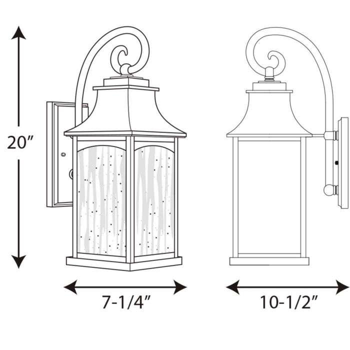 Progress Lighting P5754-31 Two Light Wall Lantern, Black