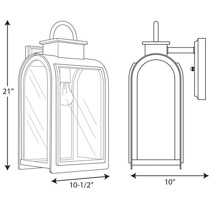 Progress Lighting P6032-108 One Light Wall Lantern, Oil Rubbed Bronze