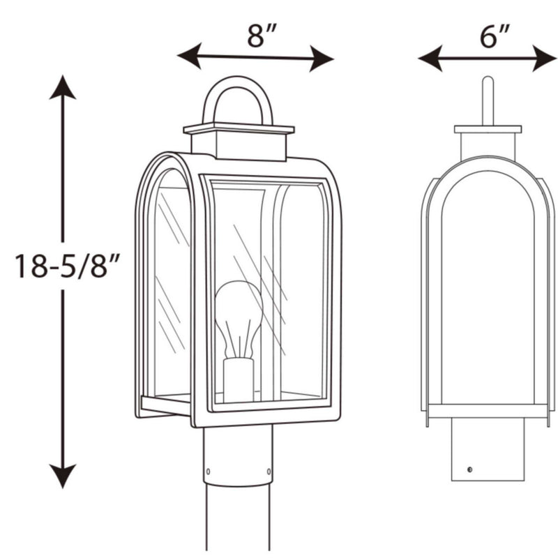 Progress Lighting P6431-108 One Light Post Lantern, Oil Rubbed Bronze