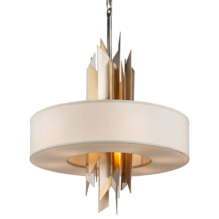 Corbett Lighting 207-48 Eight Light Pendant, Pol Ss W Silver/Gold Leaf