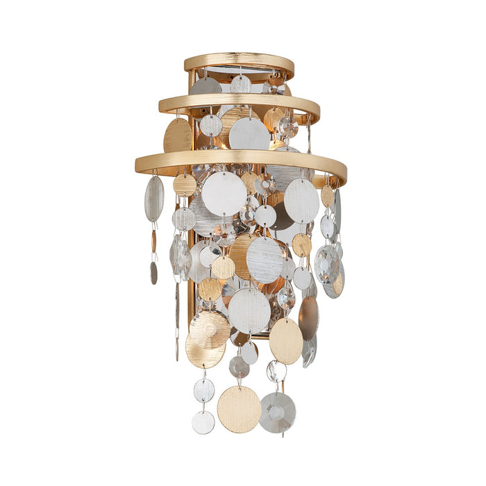 Corbett Lighting 215-12 Two Light Wall Sconce, Gold Silver Leaf & Stainless