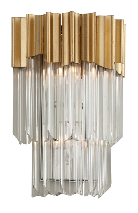 Corbett Lighting 220-12-GL/SS Two Light Wall Sconce, Gold Leaf W Polished Stainless