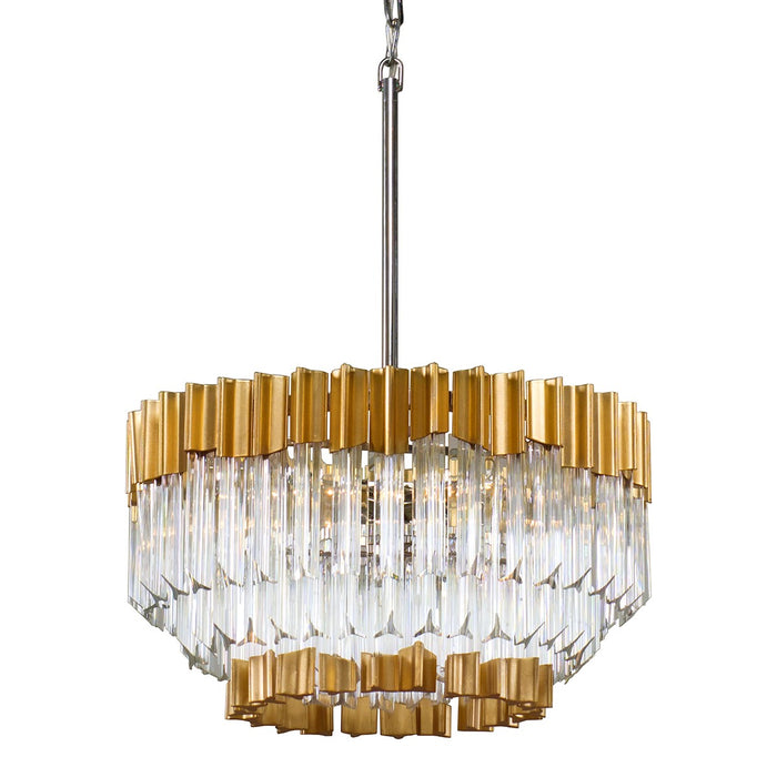 Corbett Lighting 220-42-GL/SS Five Light Chandelier, Gold Leaf W Polished Stainless