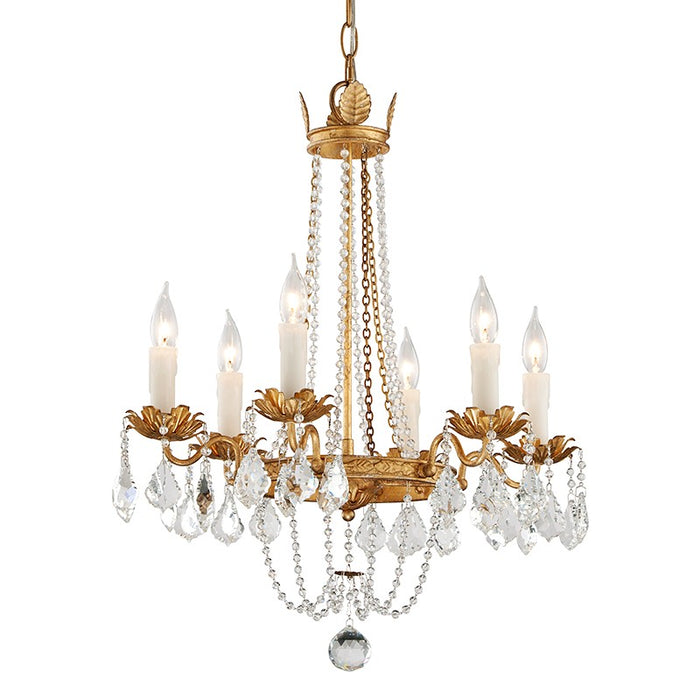 Troy Lighting F5365-VGL Six Light Chandelier, Vintage Gold Leaf