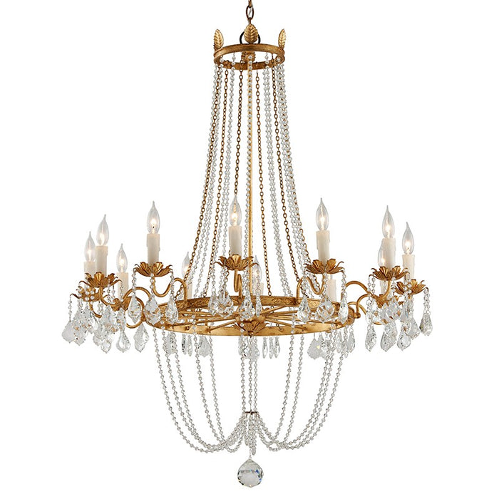 Troy Lighting F5367-VGL 12 Light Chandelier, Vintage Gold Leaf