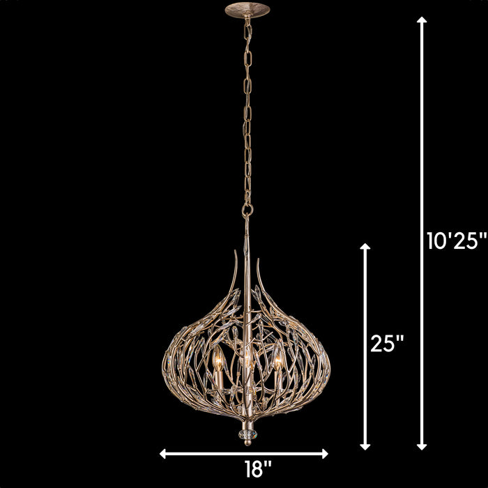 Varaluz 271P03GD Three Light Pendant, Gold Dust