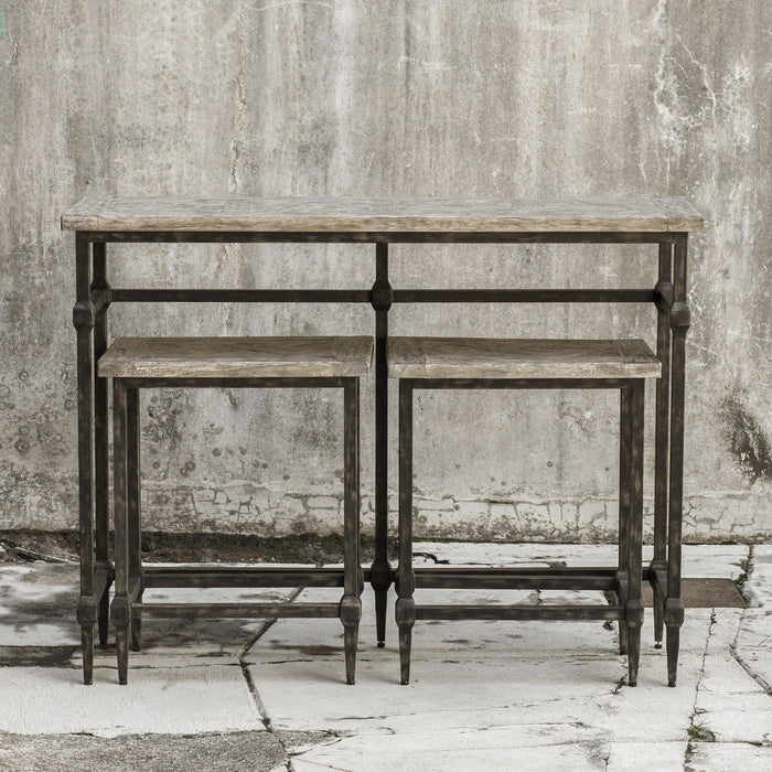 Uttermost 25728 Bistro Set S/3, Blackened Zinc /Marquetry
