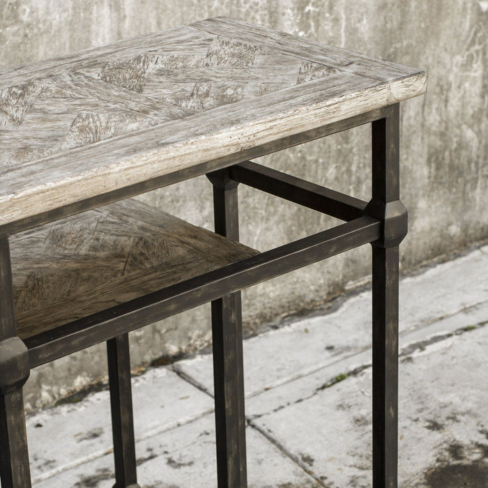 Uttermost 25728 Bistro Set S/3, Blackened Zinc /Marquetry