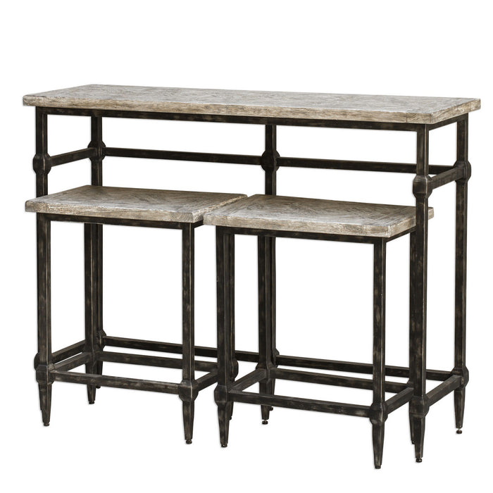 Uttermost 25728 Bistro Set S/3, Blackened Zinc /Marquetry