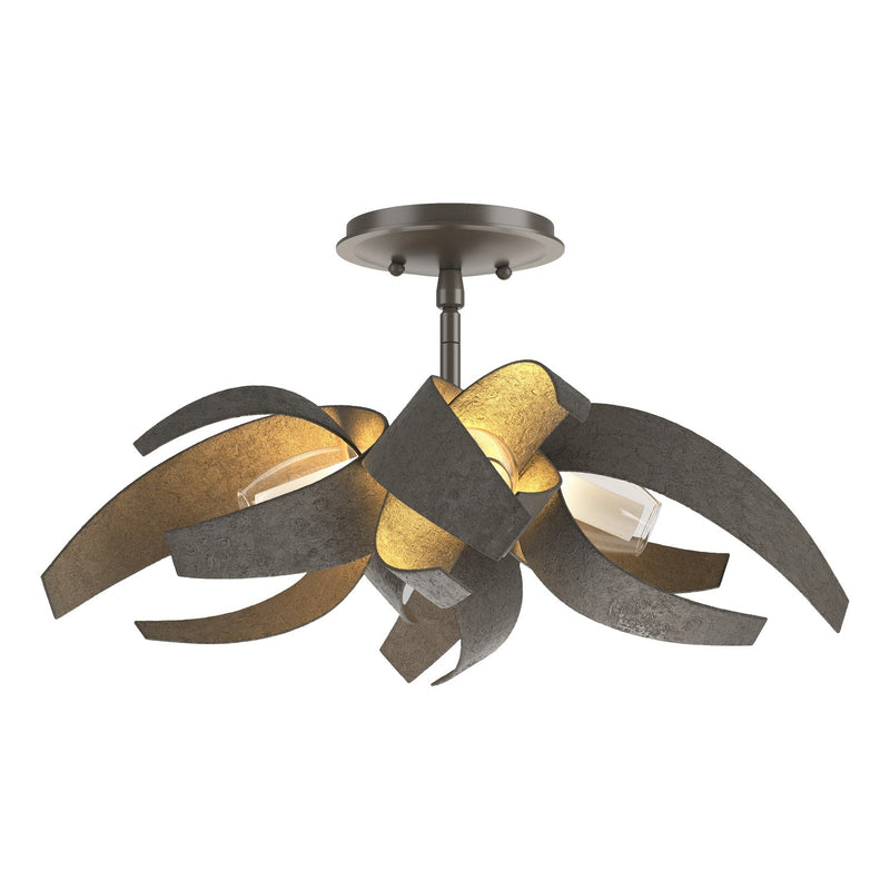 Hubbardton Forge 128712-SKT-07-YE0352 Four Light Semi-Flush Mount, Dark Smoke