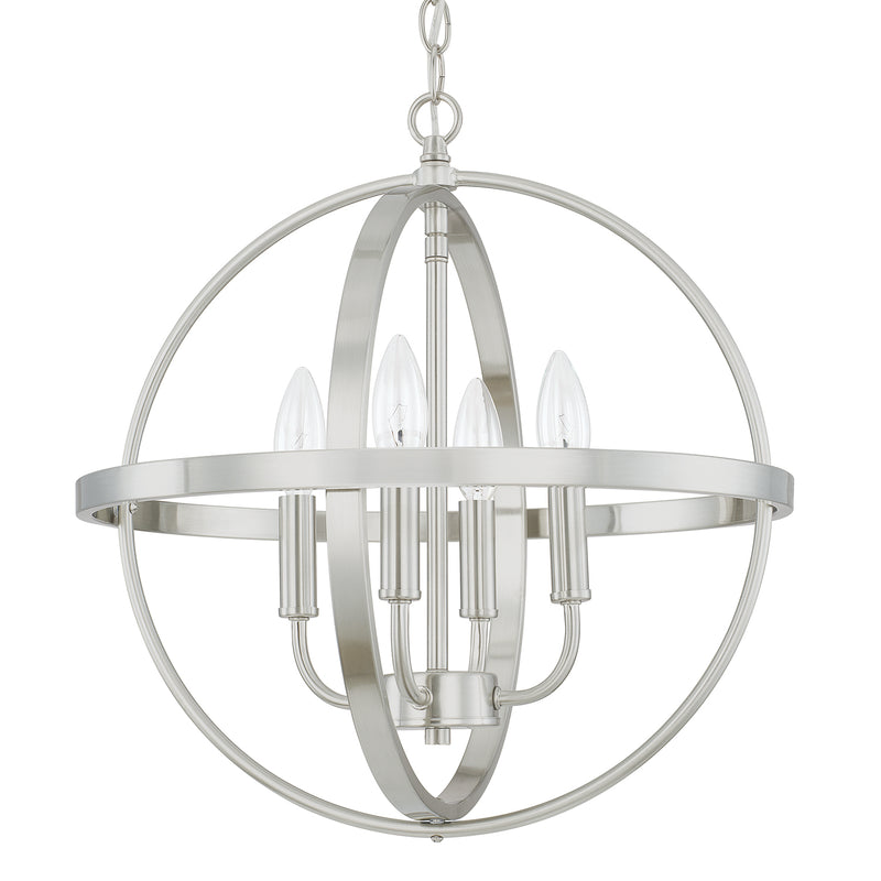 Capital Lighting 317541BN Four Light Pendant, Brushed Nickel