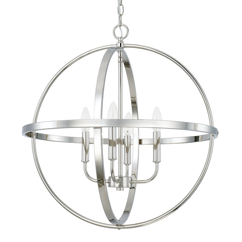 Capital Lighting 317542PN Four Light Pendant, Polished Nickel