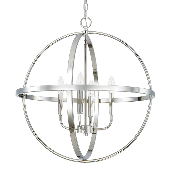Capital Lighting 317542PN Four Light Pendant, Polished Nickel