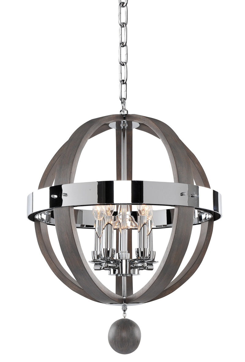 Kalco 300480CH Five Light Pendant, Chrome