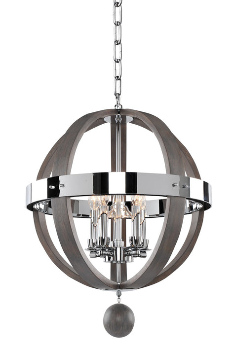 Kalco 300480CH Five Light Pendant, Chrome