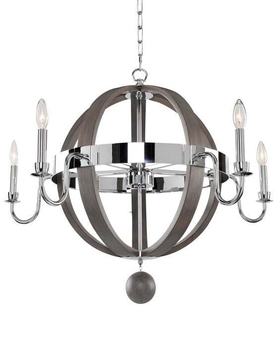 Kalco 300481CH Five Light Chandelier, Chrome