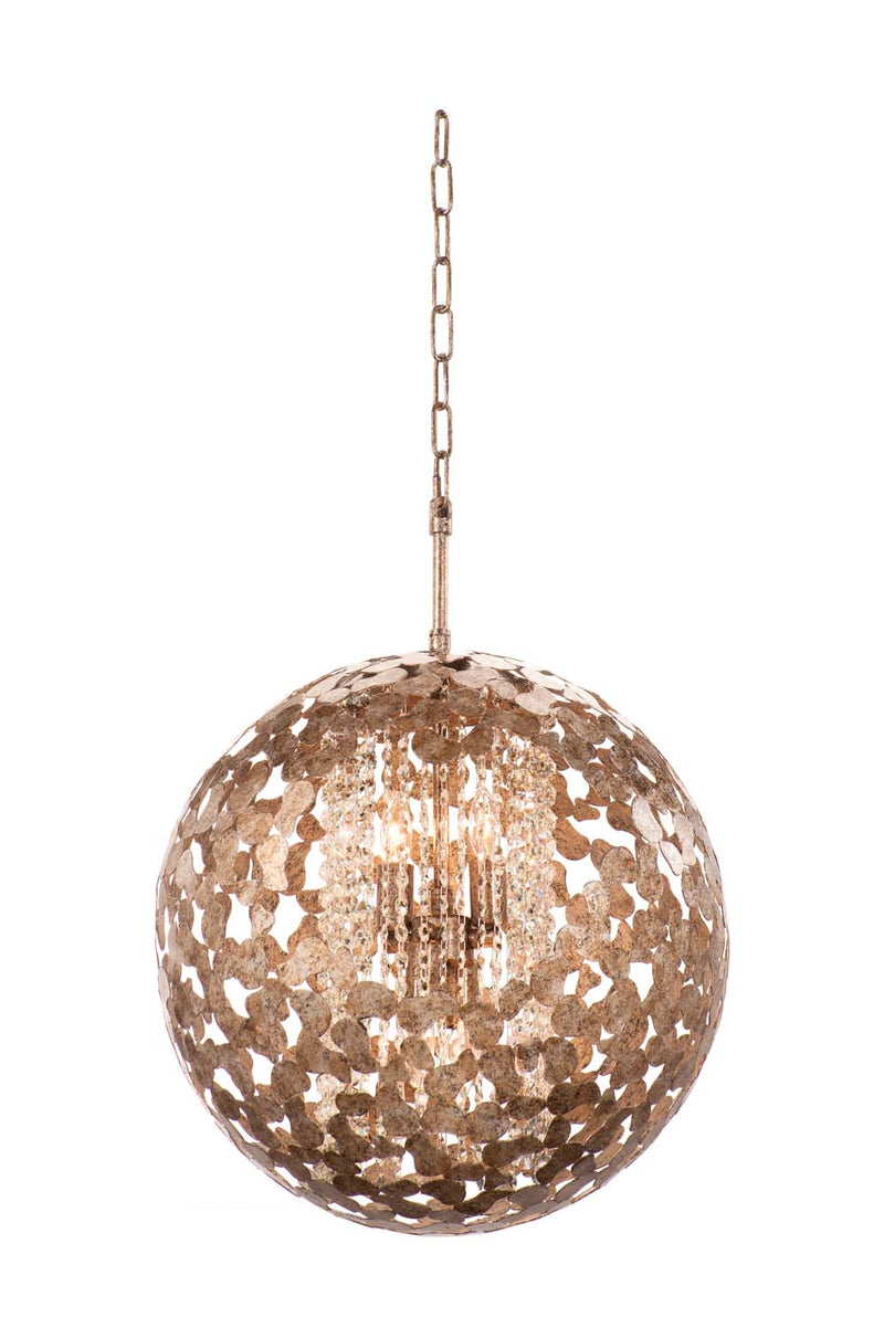 Kalco 306912AF Four Light Chandelier, Antique Silver Leaf