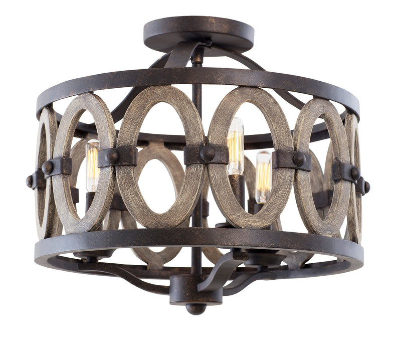 Kalco 500241FG Three Light Flush Mount, Florence Gold