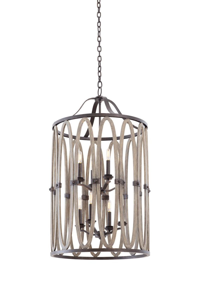 Kalco 500253FG Eight Light Foyer Pendant, Florence Gold