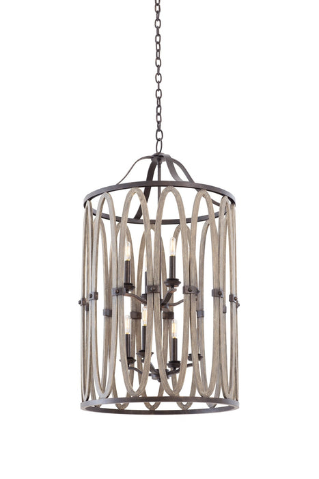 Kalco 500253FG Eight Light Foyer Pendant, Florence Gold