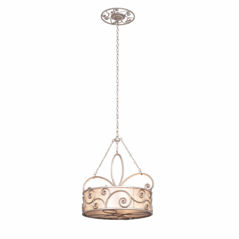 Kalco 5415SV Four Light Pendant, Aged Silver