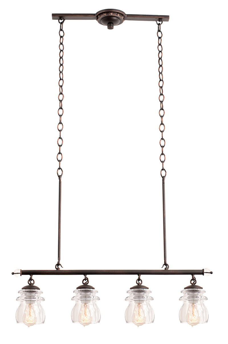 Kalco 6315AC Four Light Island Pendant, Antique Copper