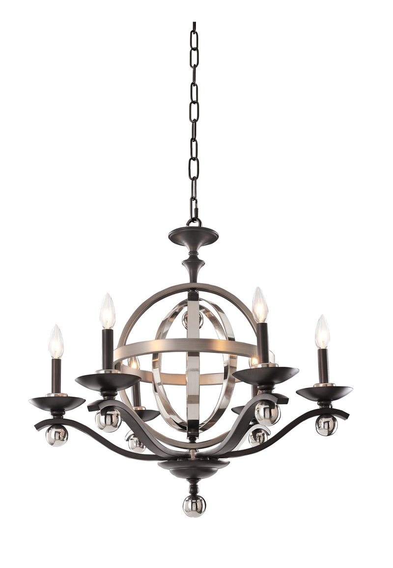 Kalco 6597PSN Seven Light Chandelier, Polished Satin Nickel