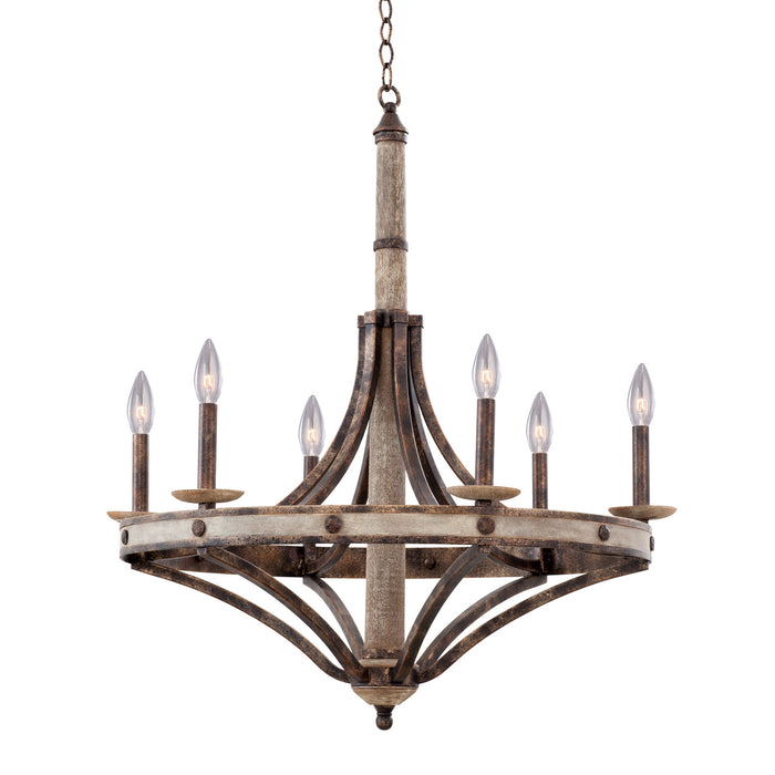Kalco 7046FG Six Light Chandelier, Florence Gold