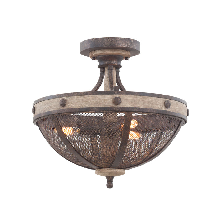 Kalco 7047FG Three Light Semi Flush Mount, Florence Gold