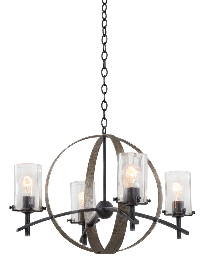 Kalco 7097VI Four Light Chandelier, Vintage Iron