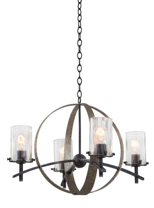 Kalco 7097VI Four Light Chandelier, Vintage Iron