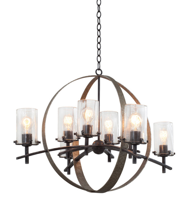 Kalco 7098VI Eight Light Chandelier, Vintage Iron