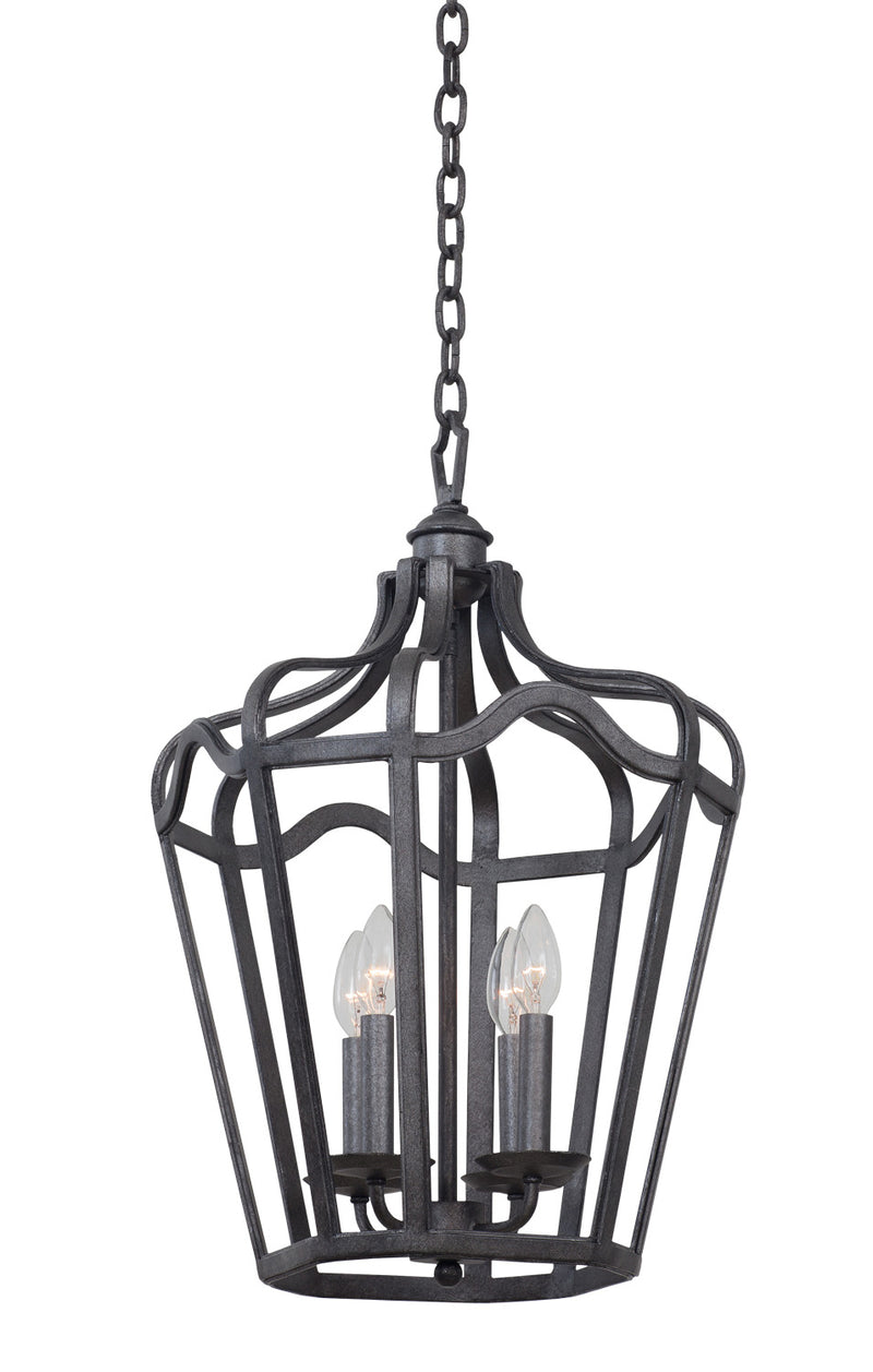 Kalco 7414CL Four Light Hanging Lantern, Charcoal