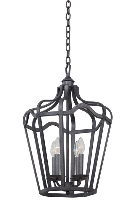 Kalco 7414CL Four Light Hanging Lantern, Charcoal