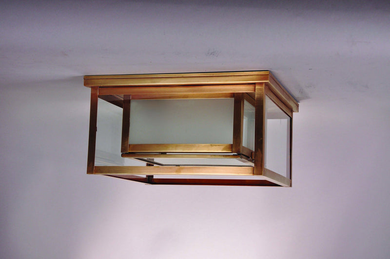 Northeast Lantern SC1212-AB-MED2-FST-CLR Two Light Flush Mount, Antique Brass