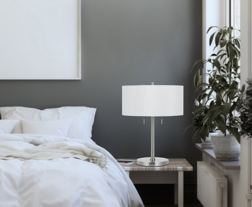 Cal Lighting BO-2450TB-BS Two Light Table Lamp, Brushed Steel