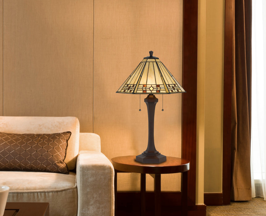 Cal Lighting BO-2676TB Two Light Table Lamp, Matt Black