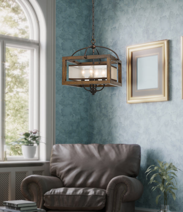 Cal Lighting FX-3536/1C Four Light Pendant, Dark Bronze