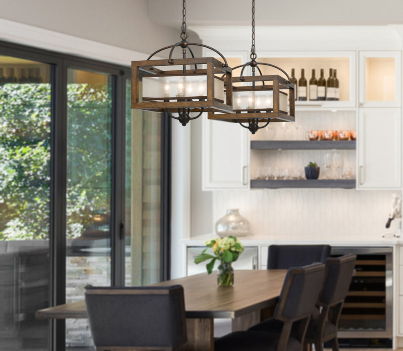 Cal Lighting FX-3536/1C Four Light Pendant, Dark Bronze