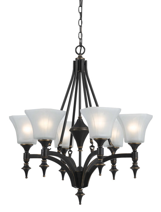 Cal Lighting FX-3541/6 Six Light Chandelier, Dark Bronze