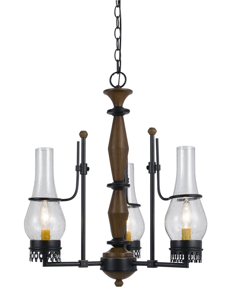 Cal Lighting FX-3564/3 Three Light Chandelier, Metal/Wood