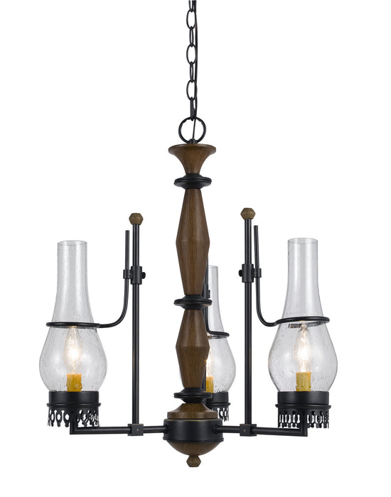 Cal Lighting FX-3564/3 Three Light Chandelier, Metal/Wood