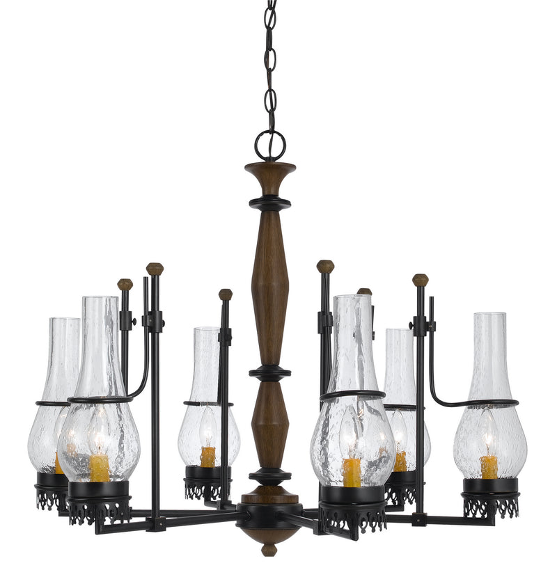 Cal Lighting FX-3564/6 Six Light Chandelier, Metal/Wood